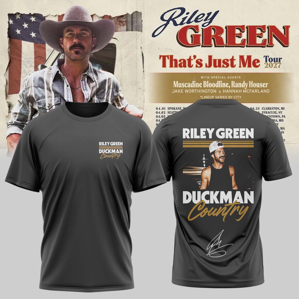 Riley Green That’s Just Me Tour signed TShirt