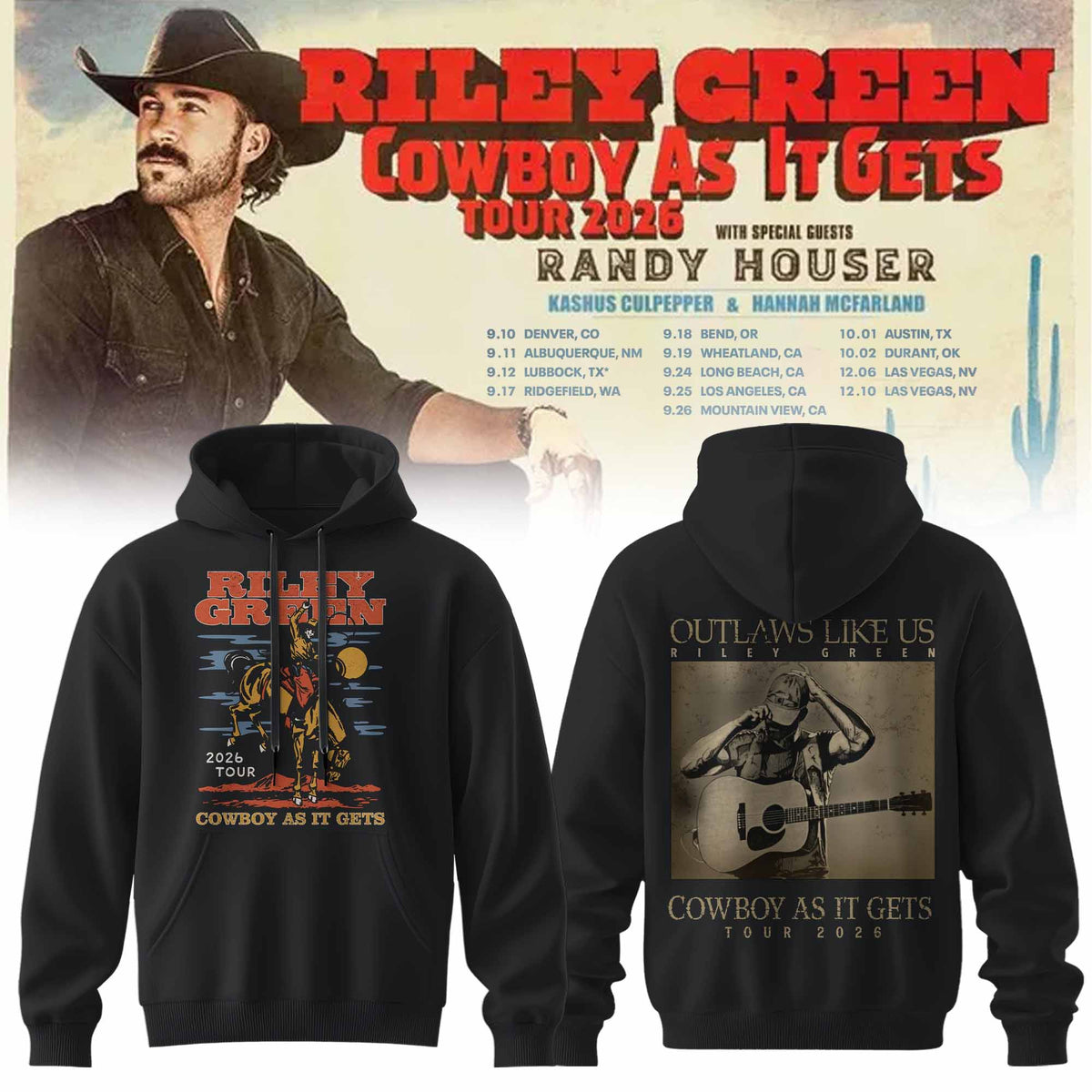RILEY GREEN – COWBOY AS IT GETS COLLECTION HOODIE