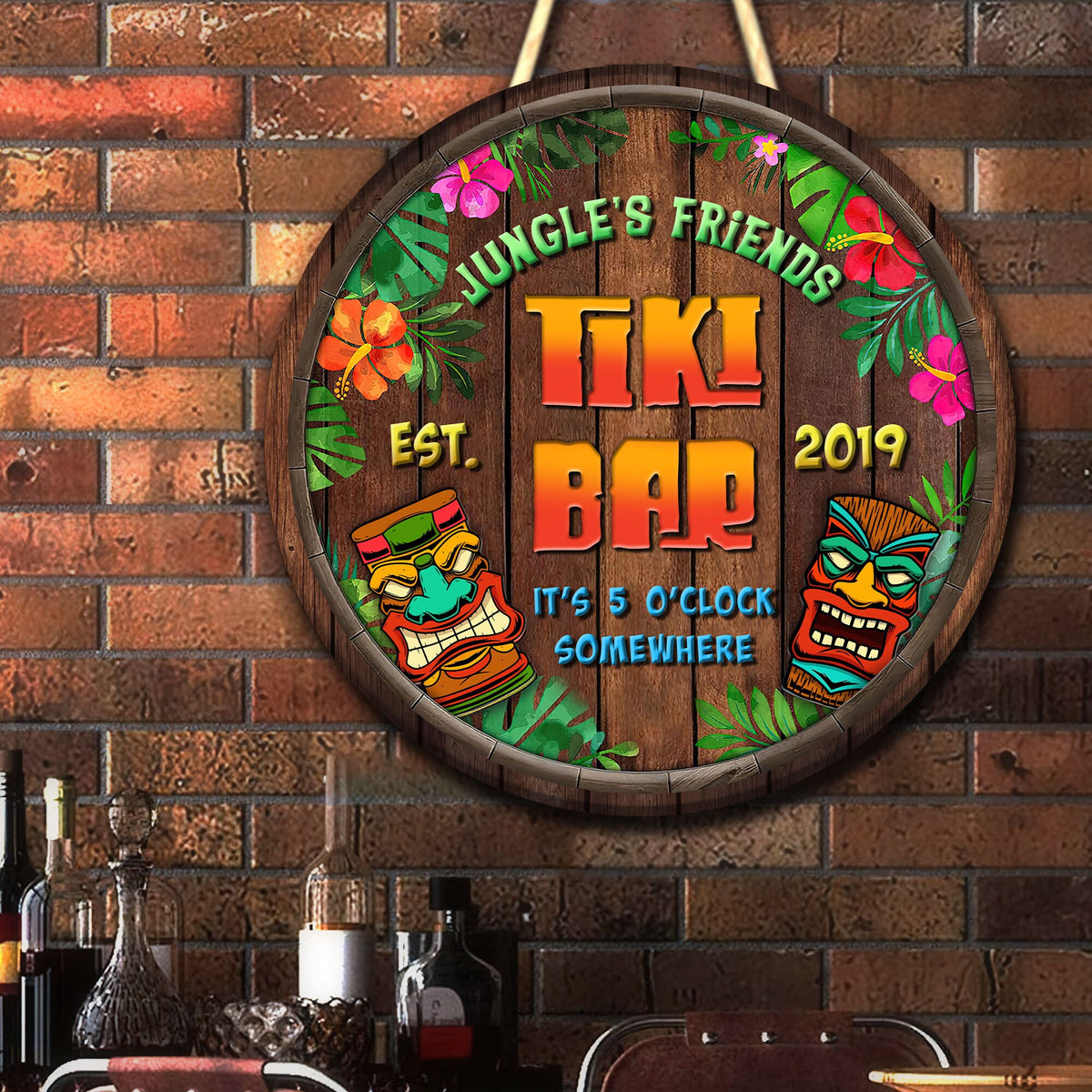 Personalized Tiki Bar Sign: Custom Wooden Decor