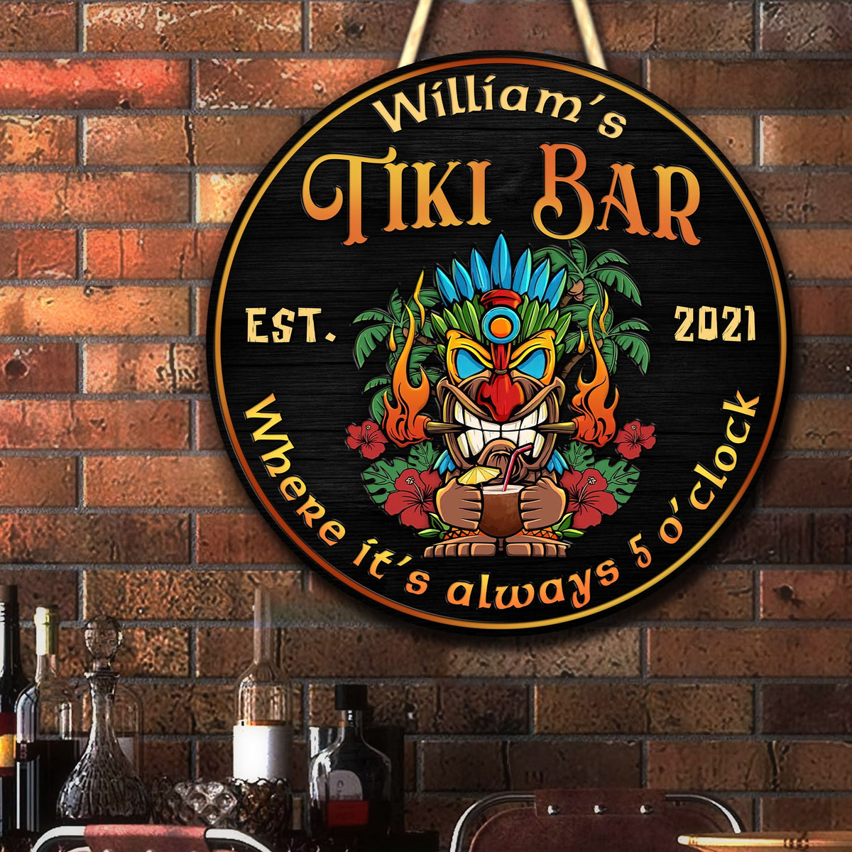 Personalized Tiki Bar Sign: Custom Wood Decor