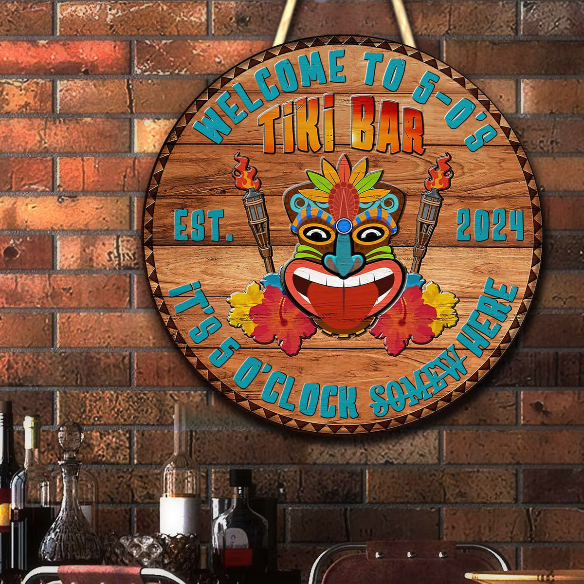 Personalized Tiki Bar Sign: Carved Wood, Backyard Decor