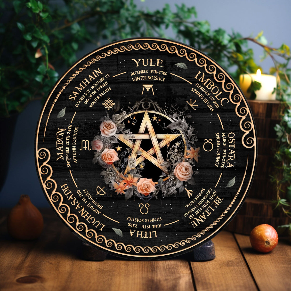 Personalized Wheel Of The Year Wooden Sign, Owl Wheel Of The Year, Wicca Wheel Of The Year 2024, Witch Calendar 2024, Pagan Advent Calendar