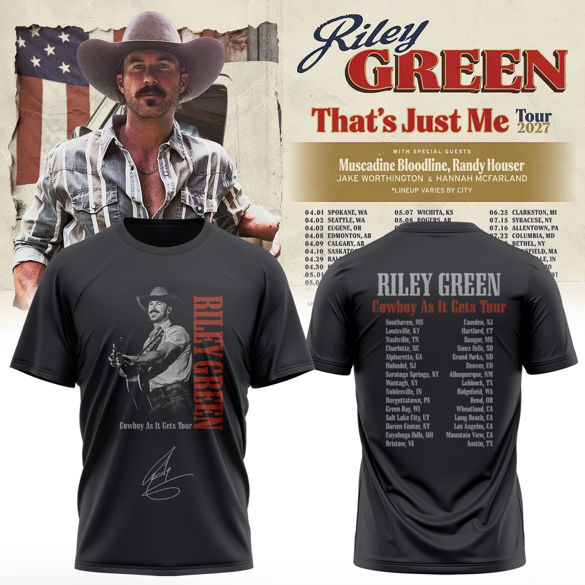 Riley Green That’s Just Me Tour signed TShirt