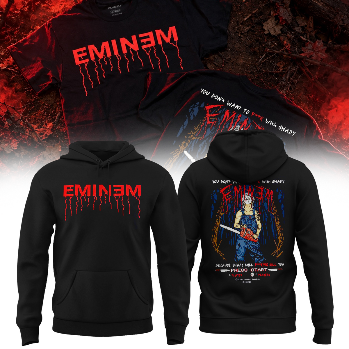 Eminem X New York Comic Con 2026 Jason Voorhees Arcade Game Style Two Sided Hoodie