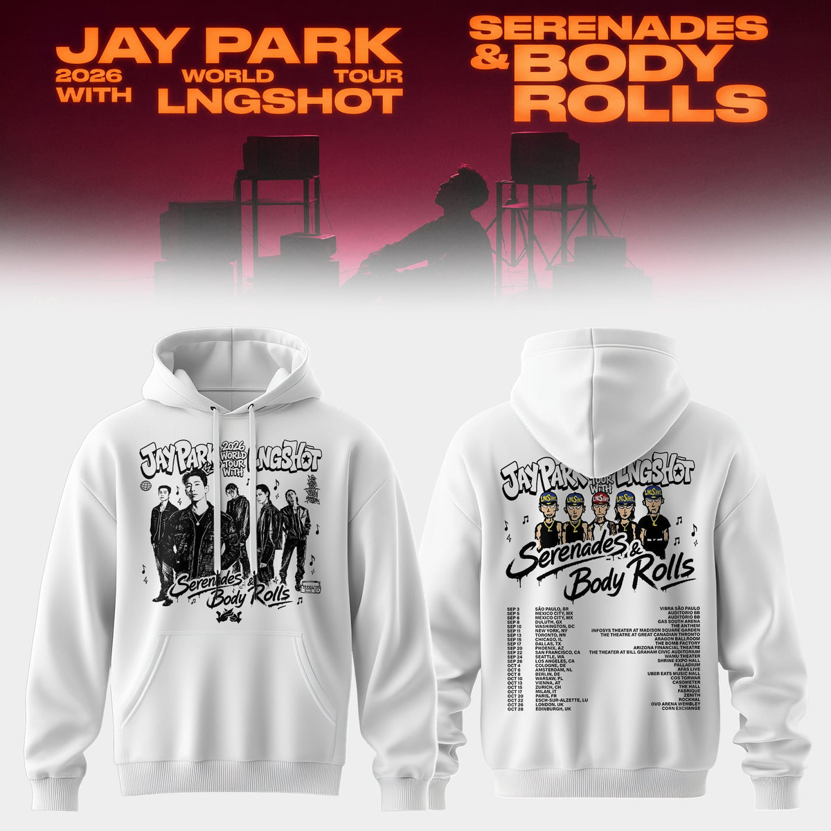 JAY PARK & LNGSHOT – 2026 World Tour ‘Serenades & Body Rolls’ Limited Hoodie