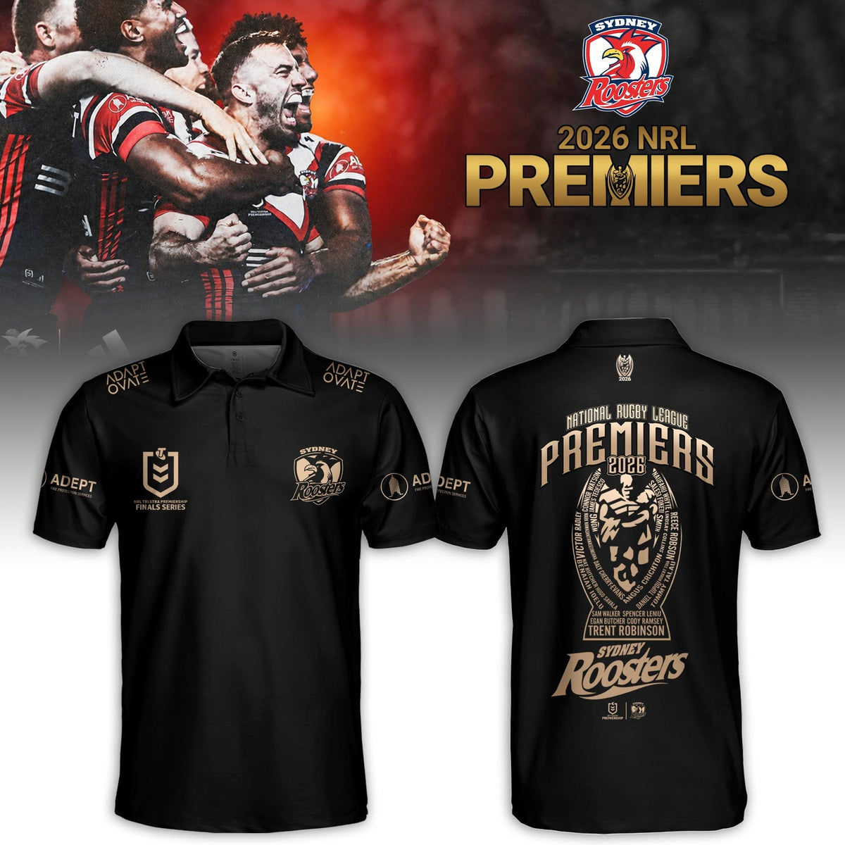Limited Edition Sydney Roosters Premiers 2026 Polo