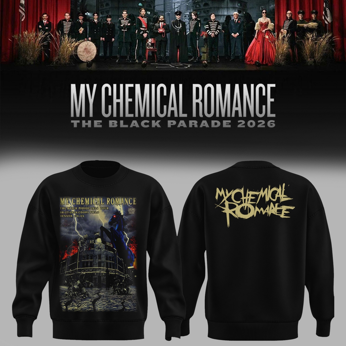 Limited Edition MCR Long Live The Black Parade Tour US 2026 At Denver Sweatshirt