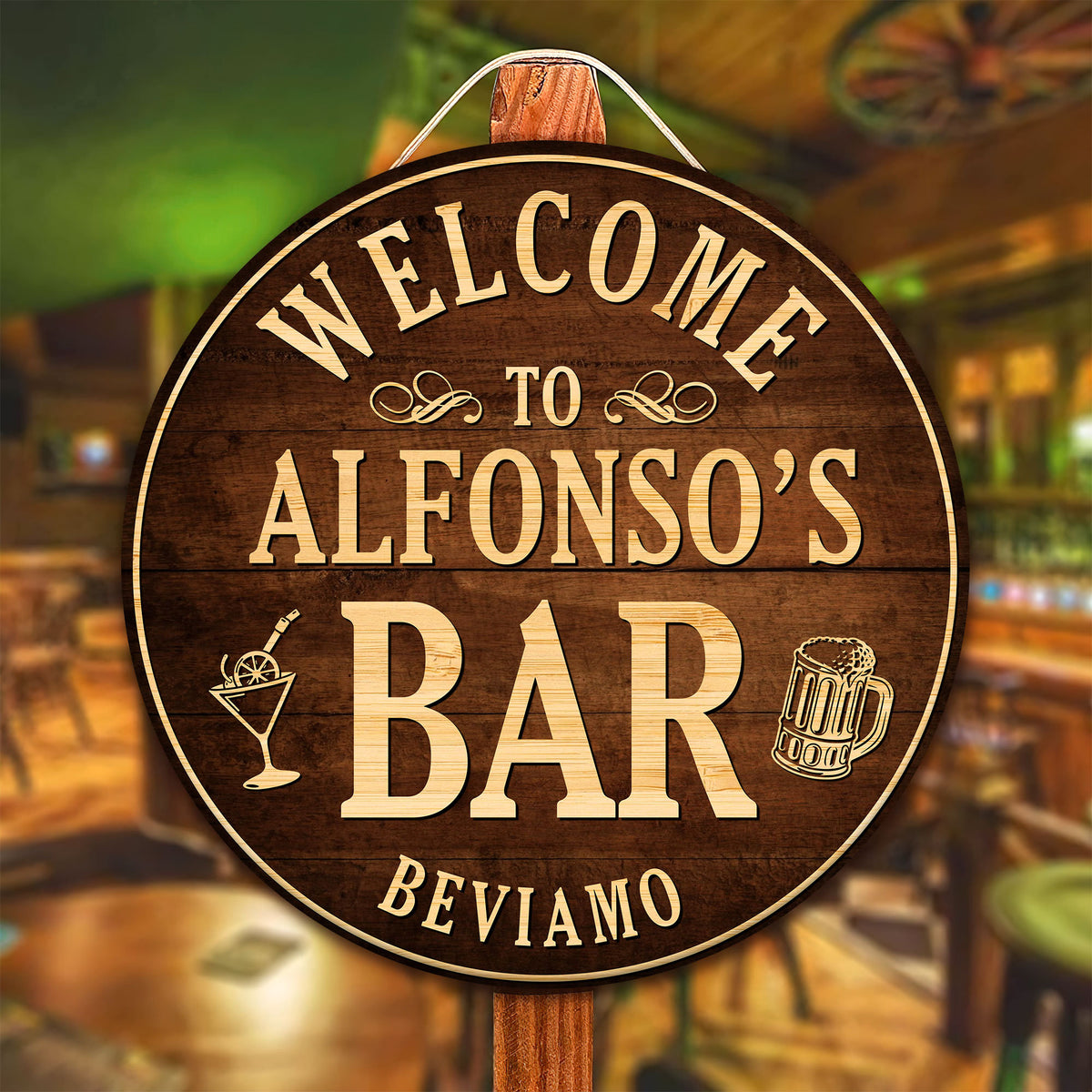 Personalized Whiskey Bar Wood Sign: Custom Man Cave Decor