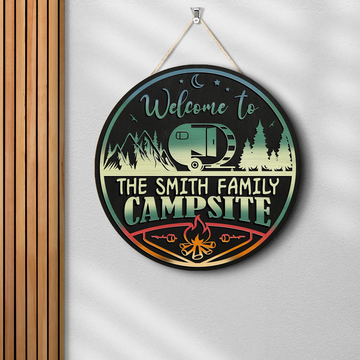 Personalized Campsite Wooden Sign: Custom Family Name