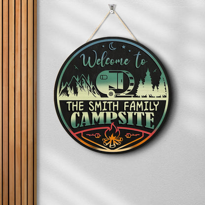 Personalized Campsite Wooden Sign: Custom Family Name