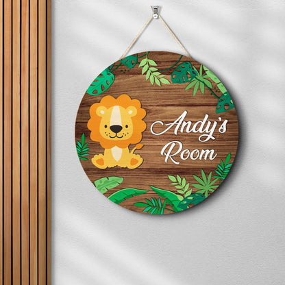 Personalized Lion Kids Room Sign: Jungle Decor