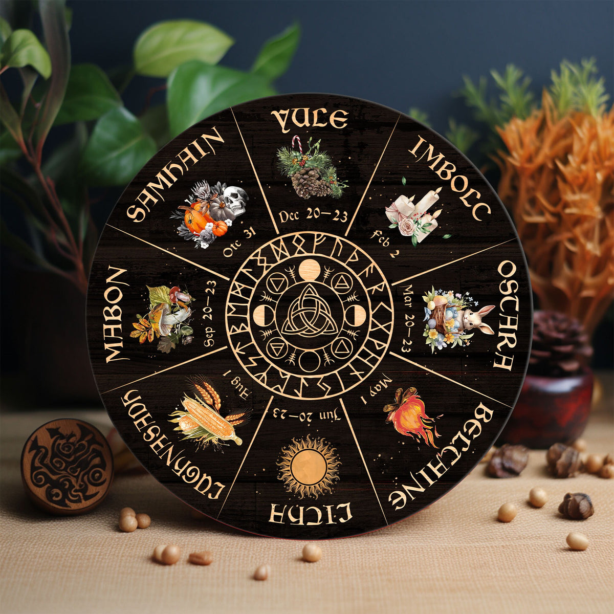 Personalized Pentagram Wheel Of The Year, Wheel Of The Year Wooden Sign, Wicca Wheel Of The Year, Witch Calendar 2025, Pagan Advent Calendar