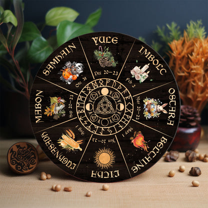 Personalized Pentagram Wheel Of The Year, Wheel Of The Year Wooden Sign, Wicca Wheel Of The Year, Witch Calendar 2025, Pagan Advent Calendar