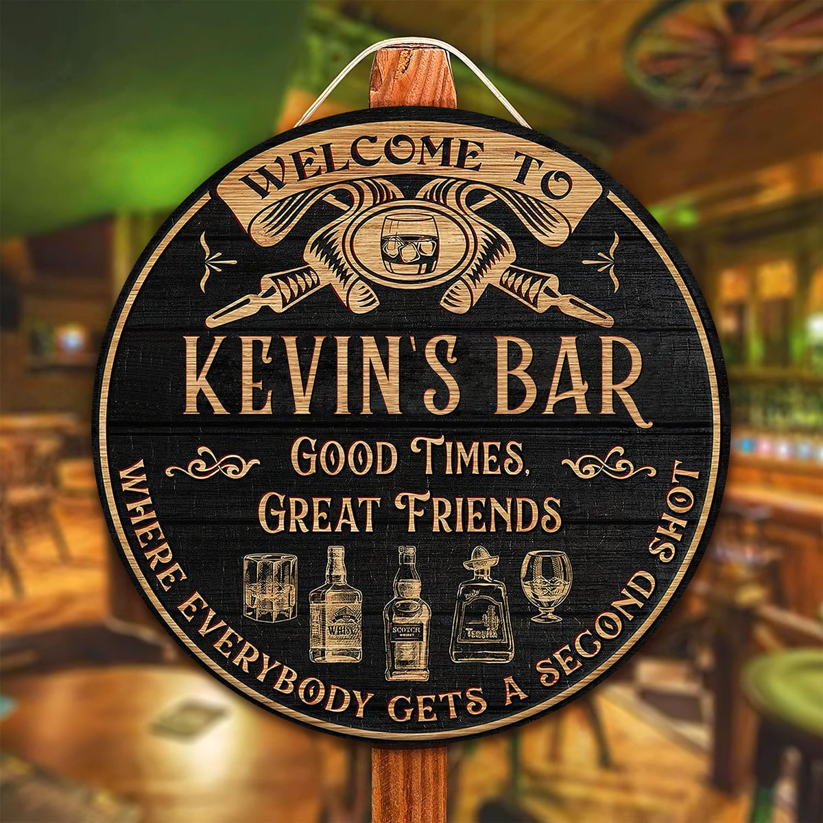 Personalized Whisky Bar Wood Sign: Custom Man Cave Decor