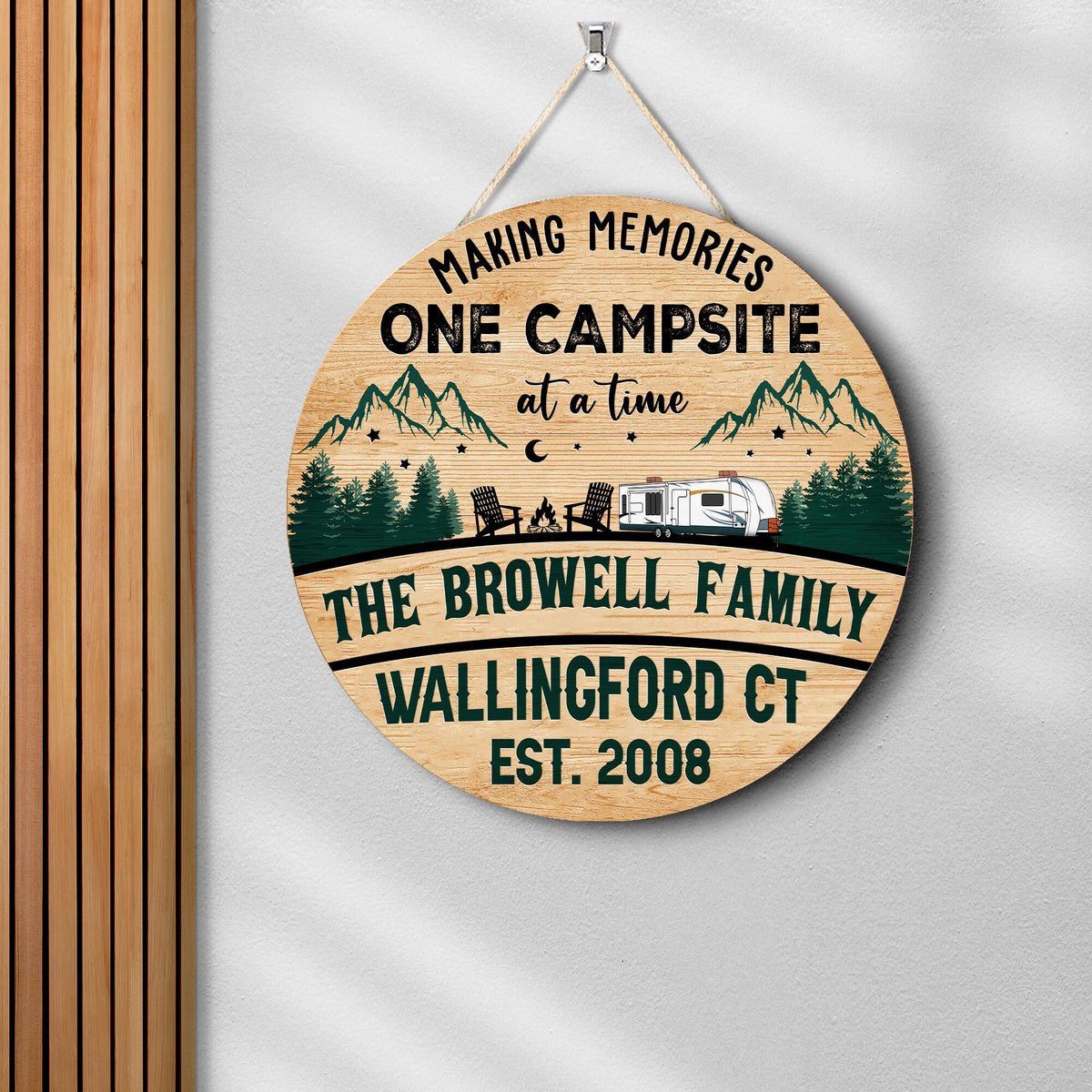Personalized Campsite Wood Sign: Custom Family Name Cabin Decor