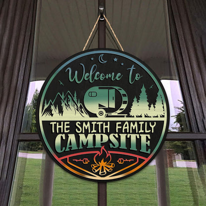 Personalized Campsite Wooden Sign: Custom Family Name