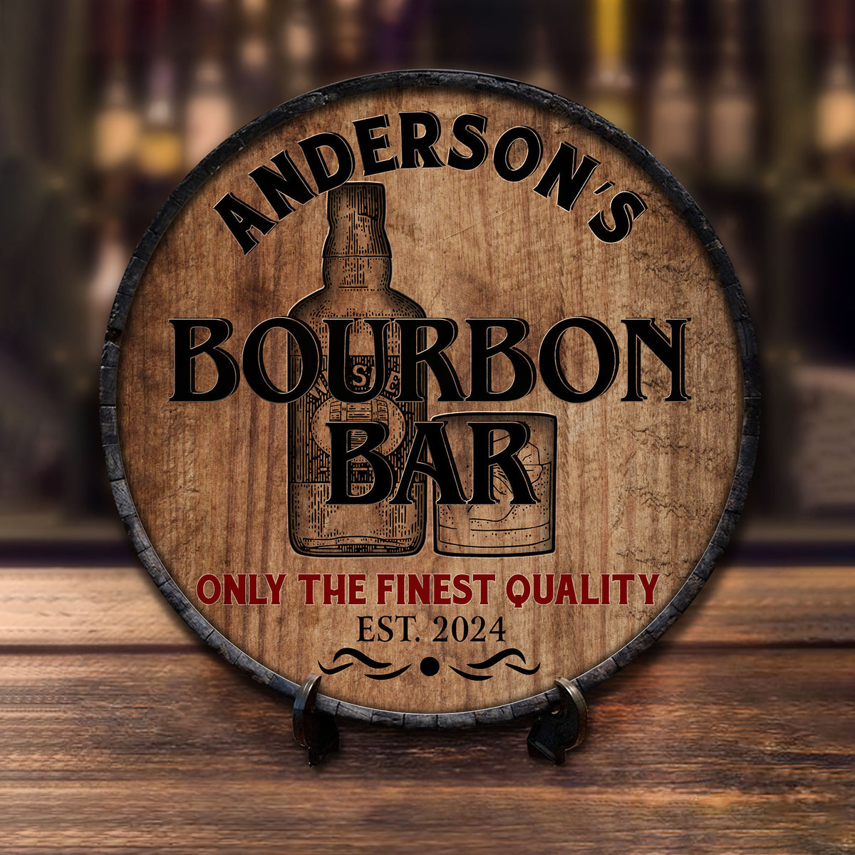 Personalized Bourbon Bar Wooden Sign: Custom Man Cave Decor