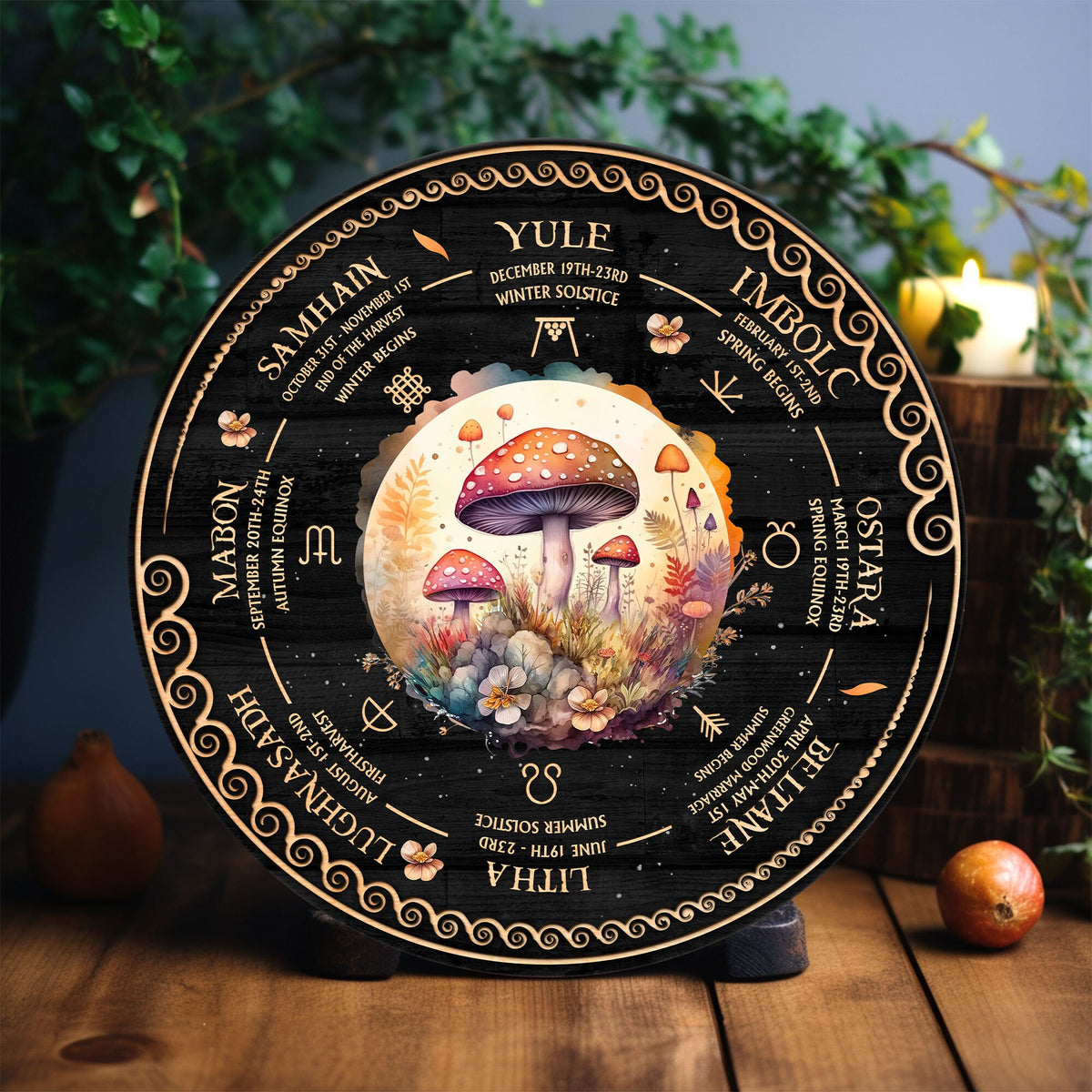 Personalized Wheel Of The Year Wooden Sign, Skull Wooden Sign, Wicca Wheel Of The Year, Witch Calendar 2024, Pagan Advent Calendar