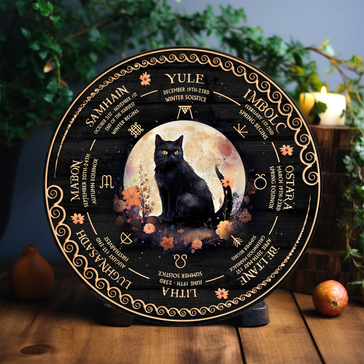 Personalized Pentagram Wheel Of The Year Wooden Sign, Wicca Wheel Of The Year, Witch Calendar 2025, Pagan Advent Calendar