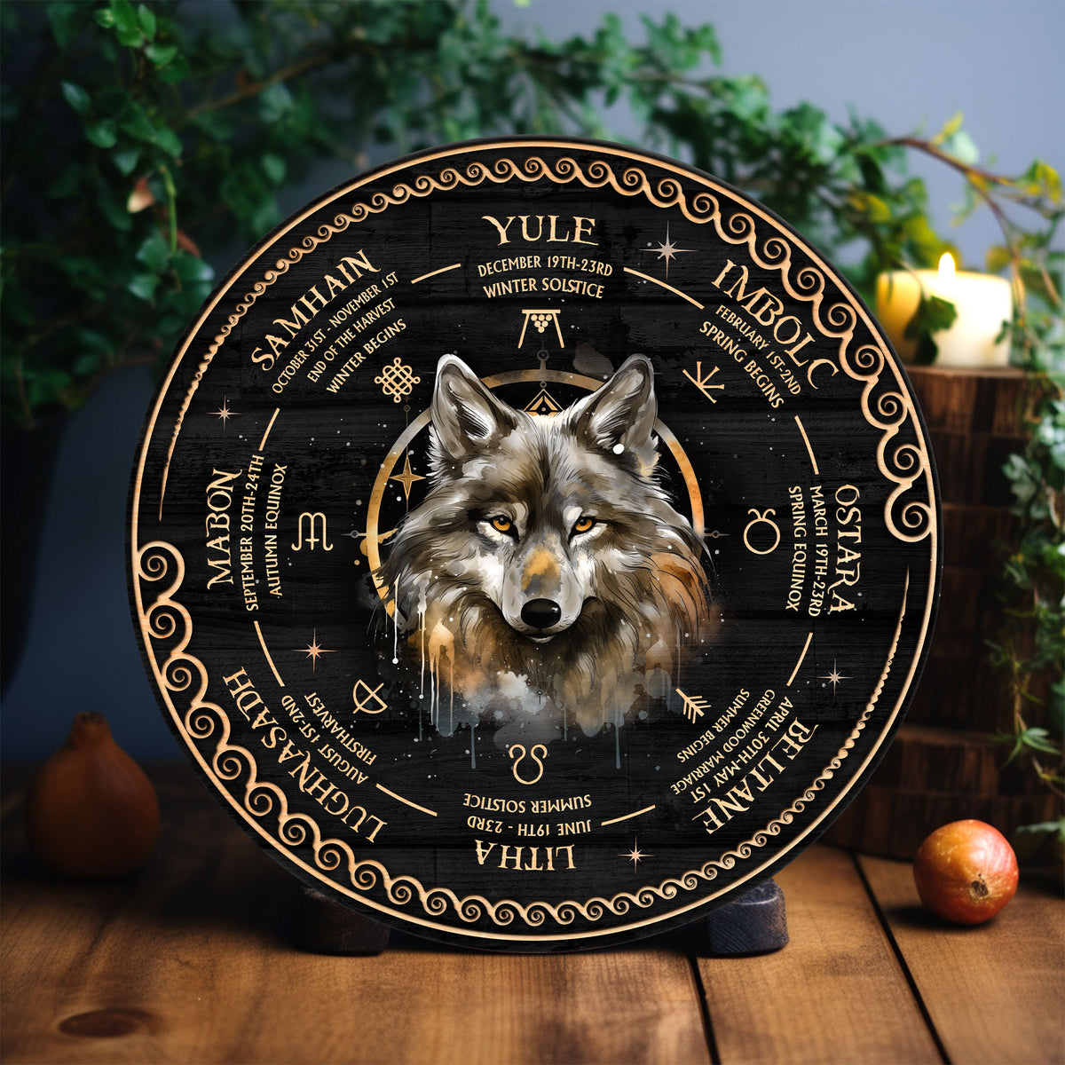 Personalized Pentagram Wheel Of The Year, Wheel Of The Year Wooden Sign, Wicca Wheel Of The Year, Witch Calendar 2025, Pagan Advent Calendar