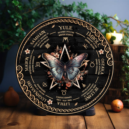 Personalized Pentagram Wheel Of The Year, Wheel Of The Year Wooden Sign, Wicca Wheel Of The Year, Witch Calendar 2025, Pagan Advent Calendar