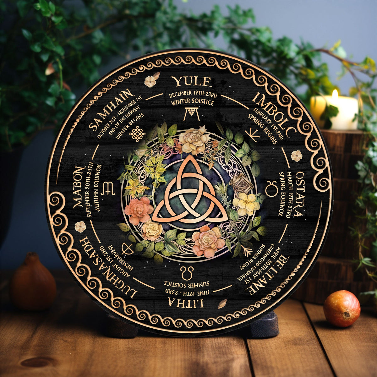 Personalized Pentagram Wheel Of The Year, Wheel Of The Year Wooden Sign, Wicca Wheel Of The Year, Witch Calendar 2025, Pagan Advent Calendar