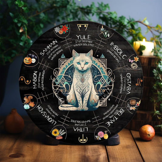 Personalized Wheel Of The Year Wooden Sign, Wicca Wheel Of The Year 2025, Cat Wheel Of The Year, Witch Calendar 2025, Pagan Advent Calendar