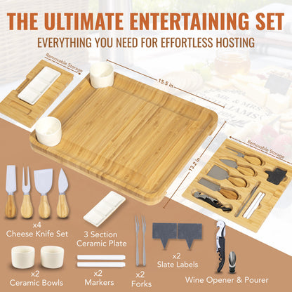 Expanding Charcuterie Board Set with Custom Engraving, Ideal Realtor Closing Gift, Wedding Gift, Housewarming Gift, Bridal Shower gift