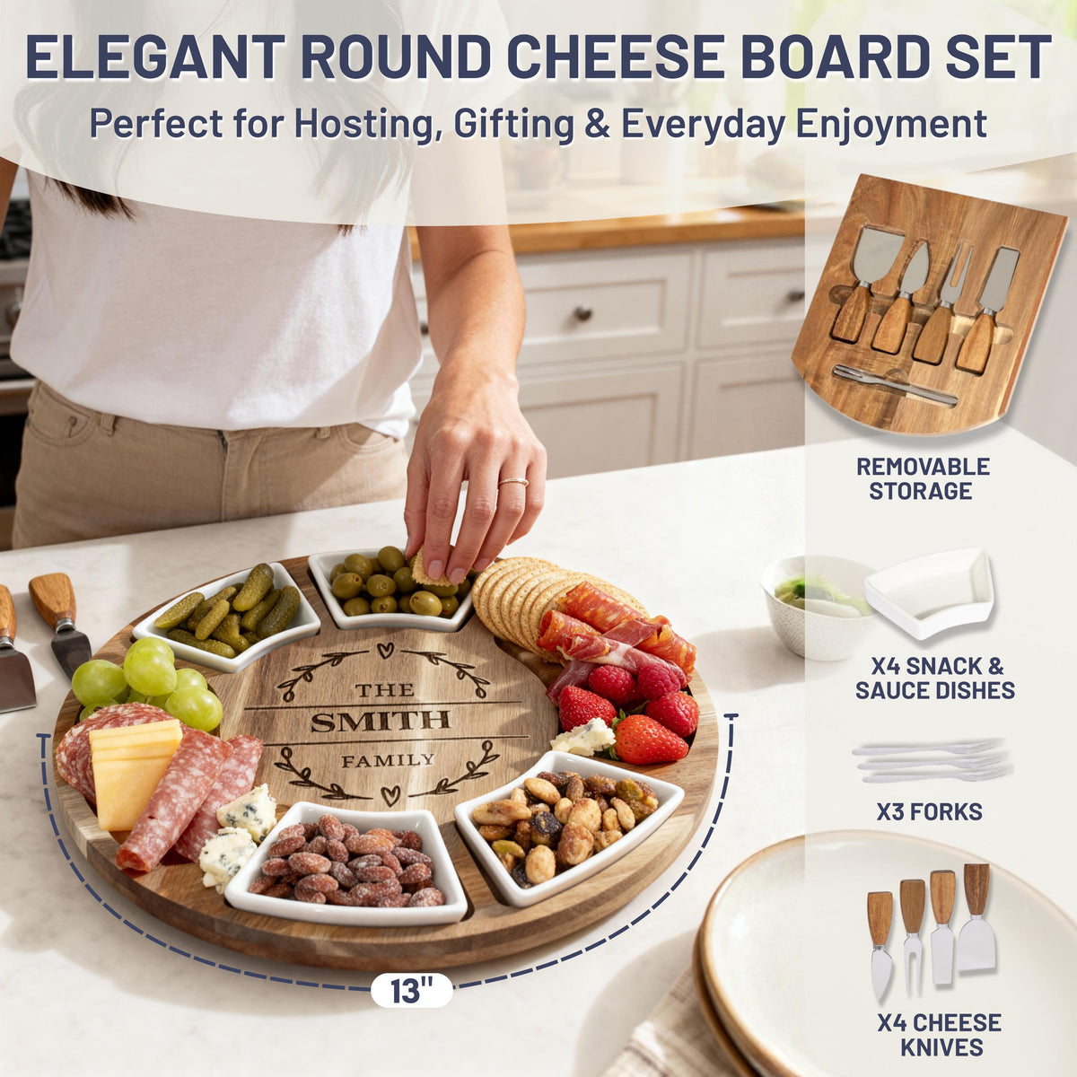 Personalized Home Sweet Home Charcuterie Board, Custom Engraved Wedding Gift, Housewarming, Anniversary, Unique Cheese Board with Knives