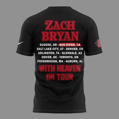 01. Zach Bryan x San Diego State Football - With Heaven On Tour 2026 T-Shirt