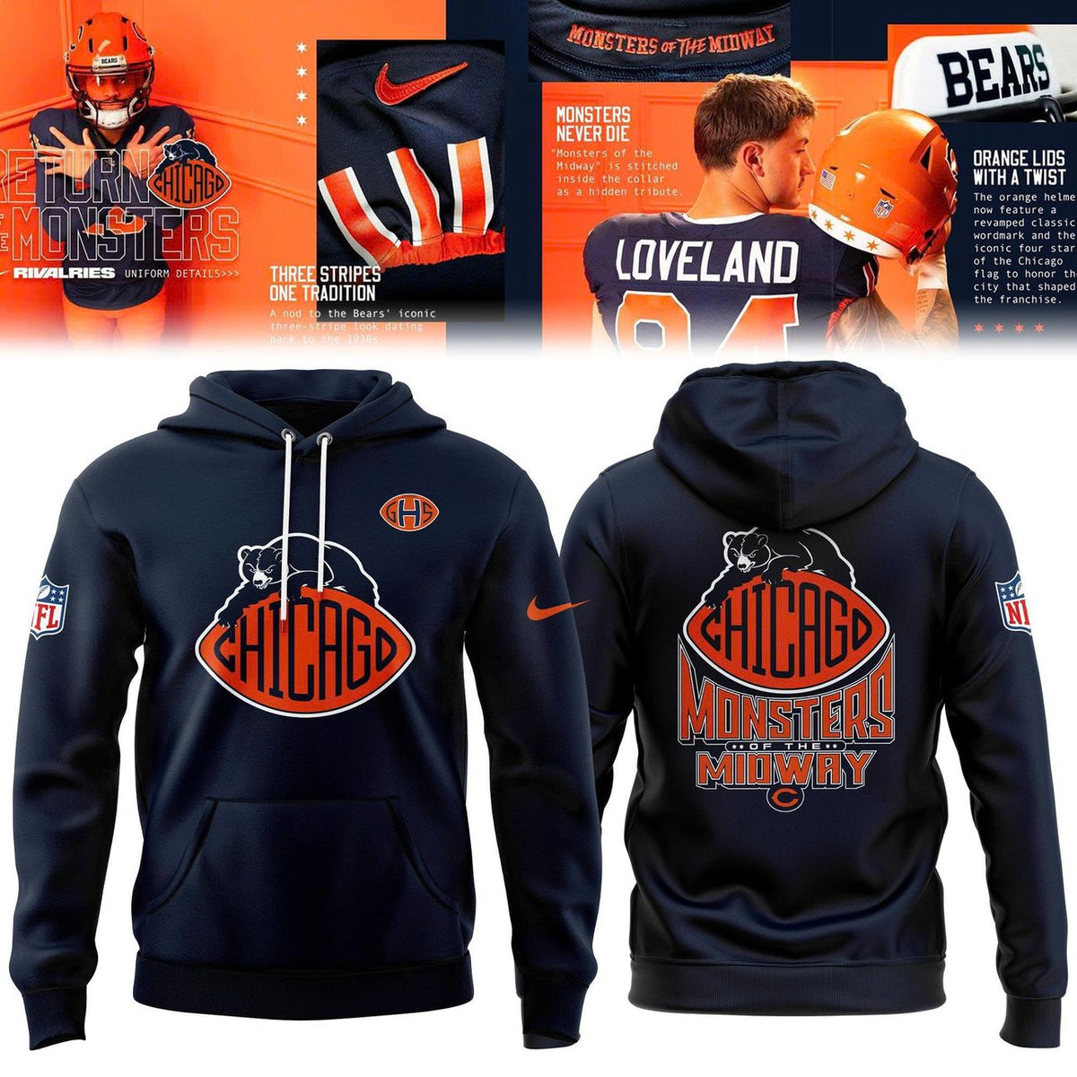 Unisex Chicago Bears 2026 Rivalries Hoodie