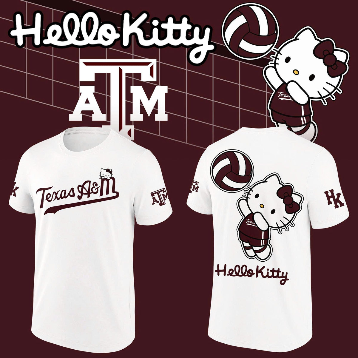 Limited Edition T-Shirt Texas A&M Volleyball x Hello Kitty