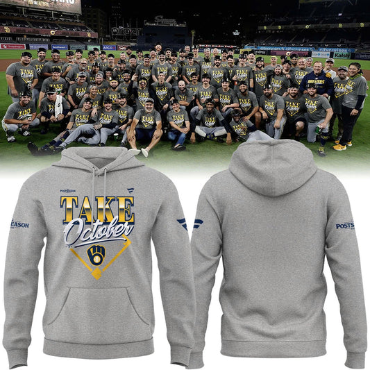01.38. (Adult & Kids) Milwaukee Brewers Gray 2026 Division Series Champions Take October Hoodie