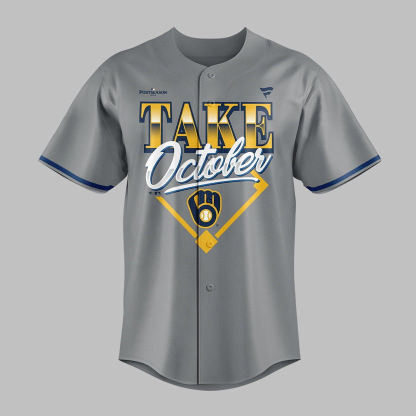01.08. Jersey Milwaukee Brewers Take October - NL Central Division Champions 2026 Baseball Jersey