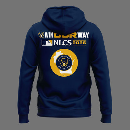 01.38. (Adult & Kids) Milwaukee Brewers Gray 2026 Division Series Champions Take October Hoodie