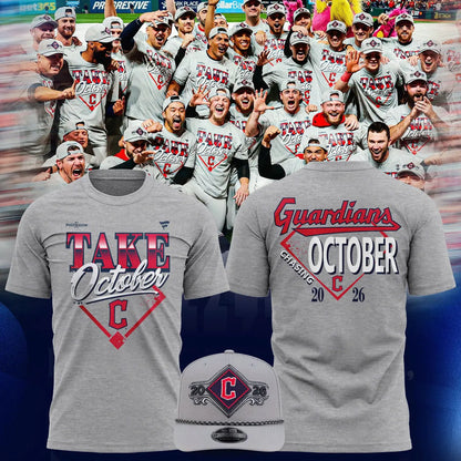 (Adult & Kids) Cleveland Guardians Take October 2026 Locker Room Edition Grey T-Shirt