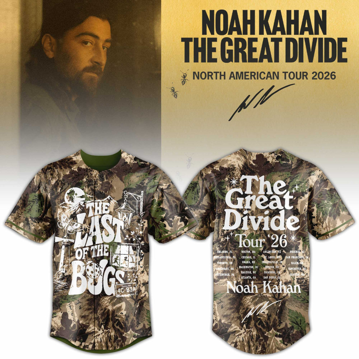 The Great Divide Tour Noah Kahan Limited Edition Baseball Jersey V2