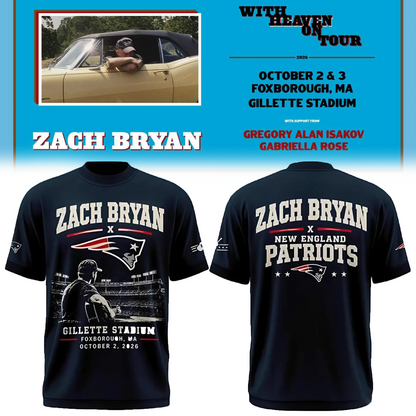 Zach Bryan x New England Patriots Concert Black T-Shirt